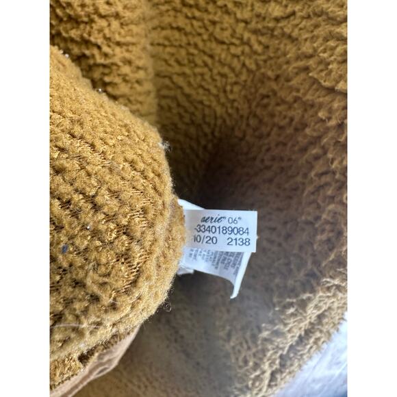 Aerie Sweater Womens‎ XL Camel Sherpa Teddy Fleece Oversized Pockets Soft Warm - Picture 7 of 8